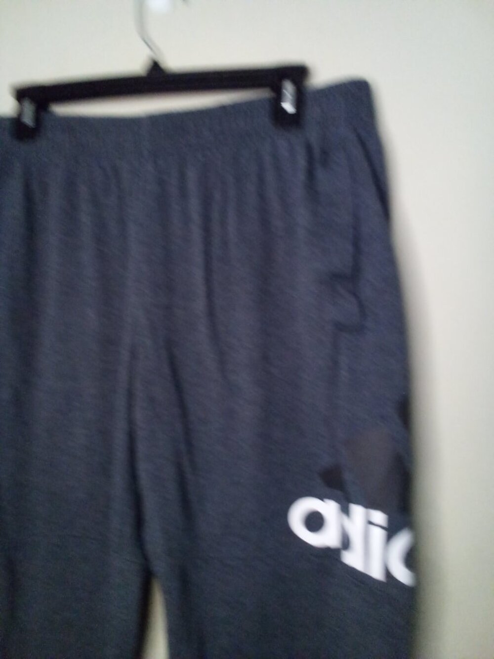 Adidas Jogger Pants Men XL Spellout Logo Elastic Gray - Picture 3 of 14